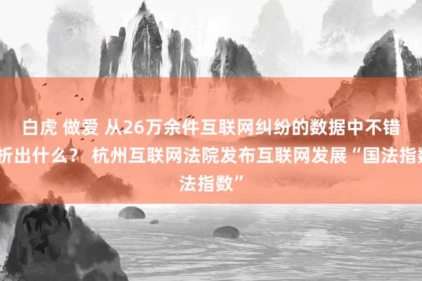 白虎 做爱 从26万余件互联网纠纷的数据中不错分析出什么？ 杭州互联网法院发布互联网发展“国法指数”