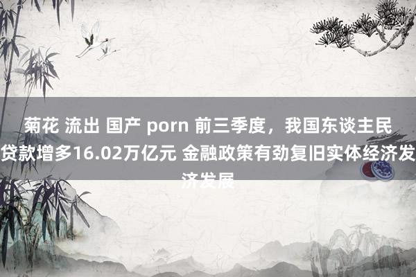 菊花 流出 国产 porn 前三季度，我国东谈主民币贷款增多16.02万亿元 金融政策有劲复旧实体经济发展