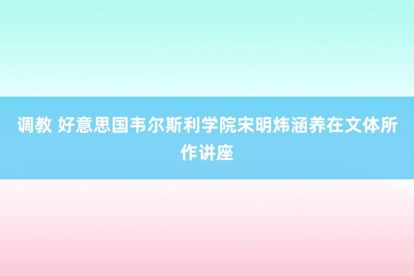 调教 好意思国韦尔斯利学院宋明炜涵养在文体所作讲座